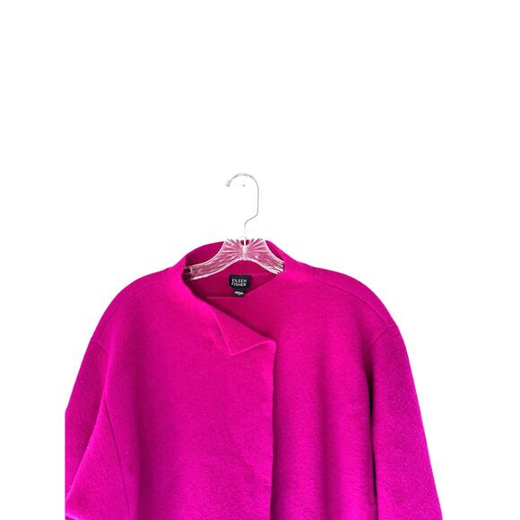 Eileen Fisher Purple Basic Classy Dressy Wool Felt Sweater Jacket Size Medium - Picture 4 of 12